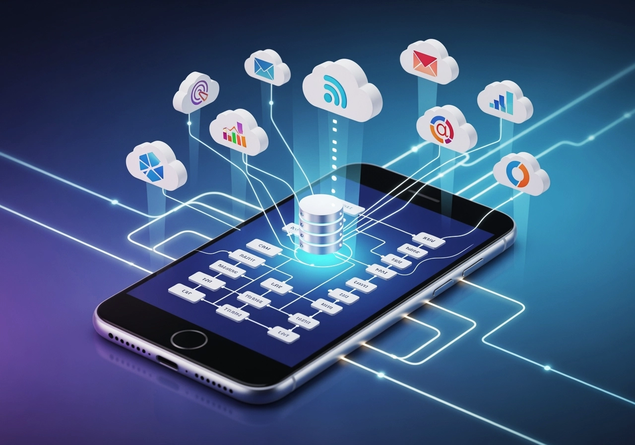 An illustrative hero image for PhoneSQL showing database concepts